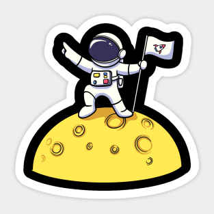 Astronaut Holding Flag On Moon Sticker